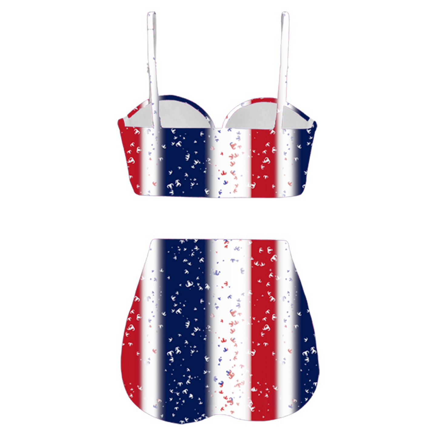 Women's Retro Two-Piece - "EOD Confetti & Stripes" (Red, White, & Blue)