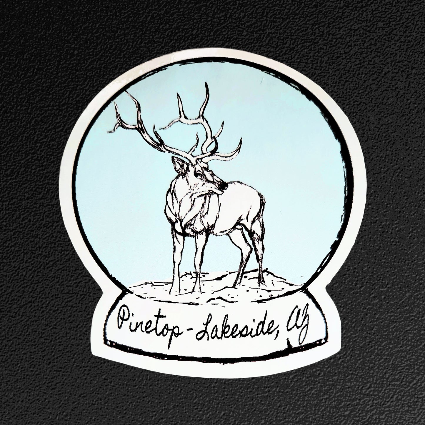 "Pinetop-Lakeside, AZ Elk Snow Globe" Vinyl Sticker/Decal