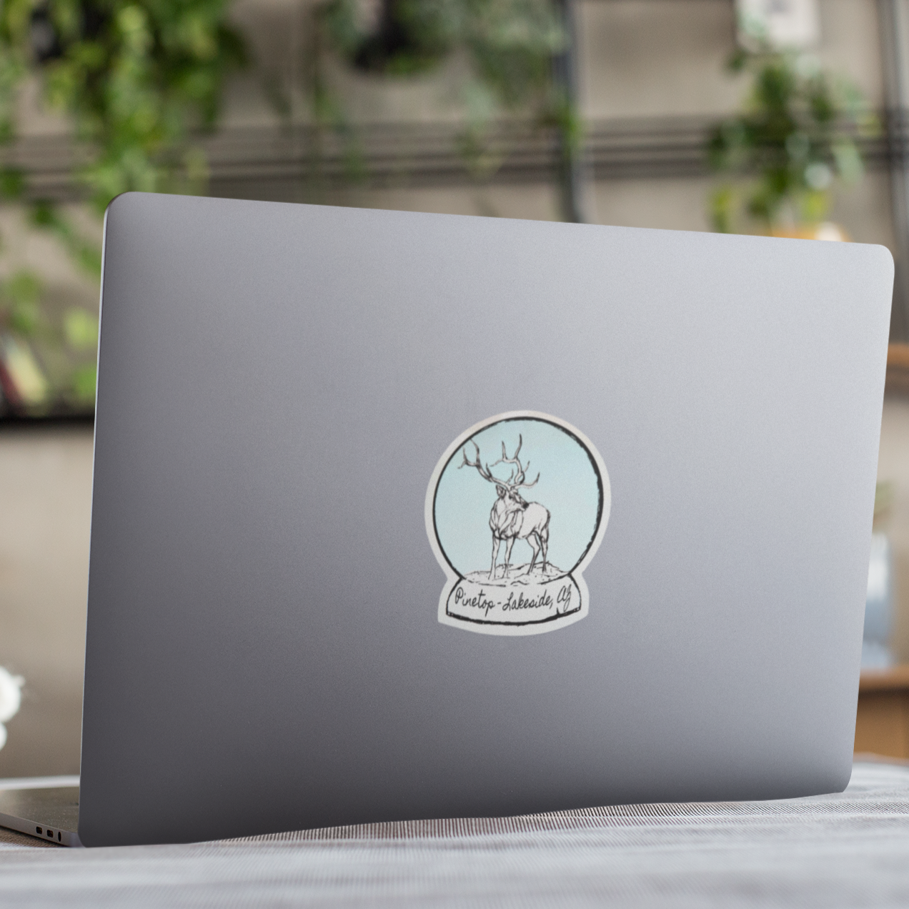 "Pinetop-Lakeside, AZ Elk Snow Globe" Vinyl Sticker/Decal