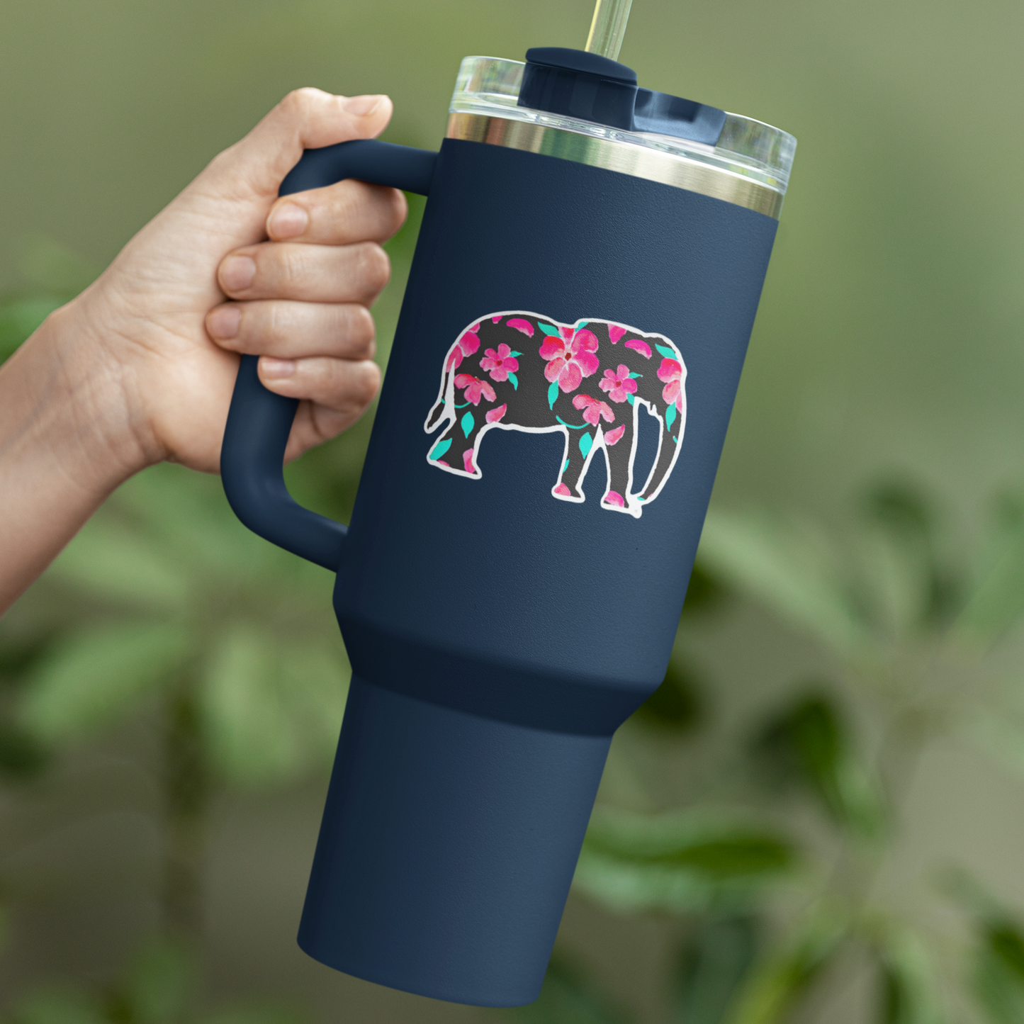 "Pink Petal Elephant" Vinyl Sticker/Decal