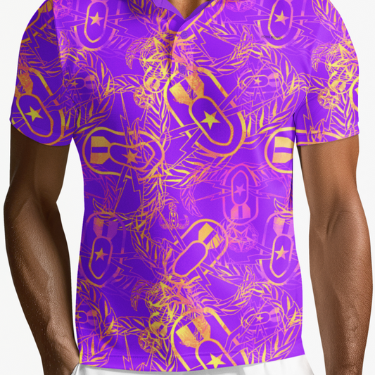 Print On Demand - Polo Shirt - "It's 5 o'clock Somewhere" (Yellow on Purple)