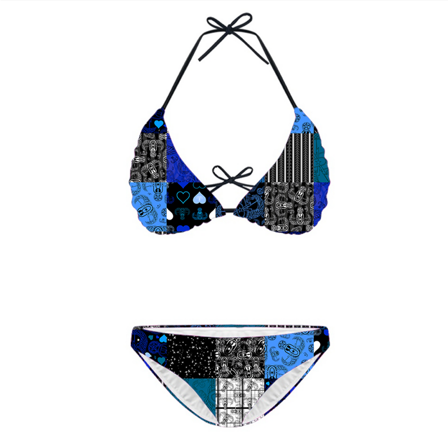 Women's String Bikini Style 3 - "EOD Patchwork" (Blues)