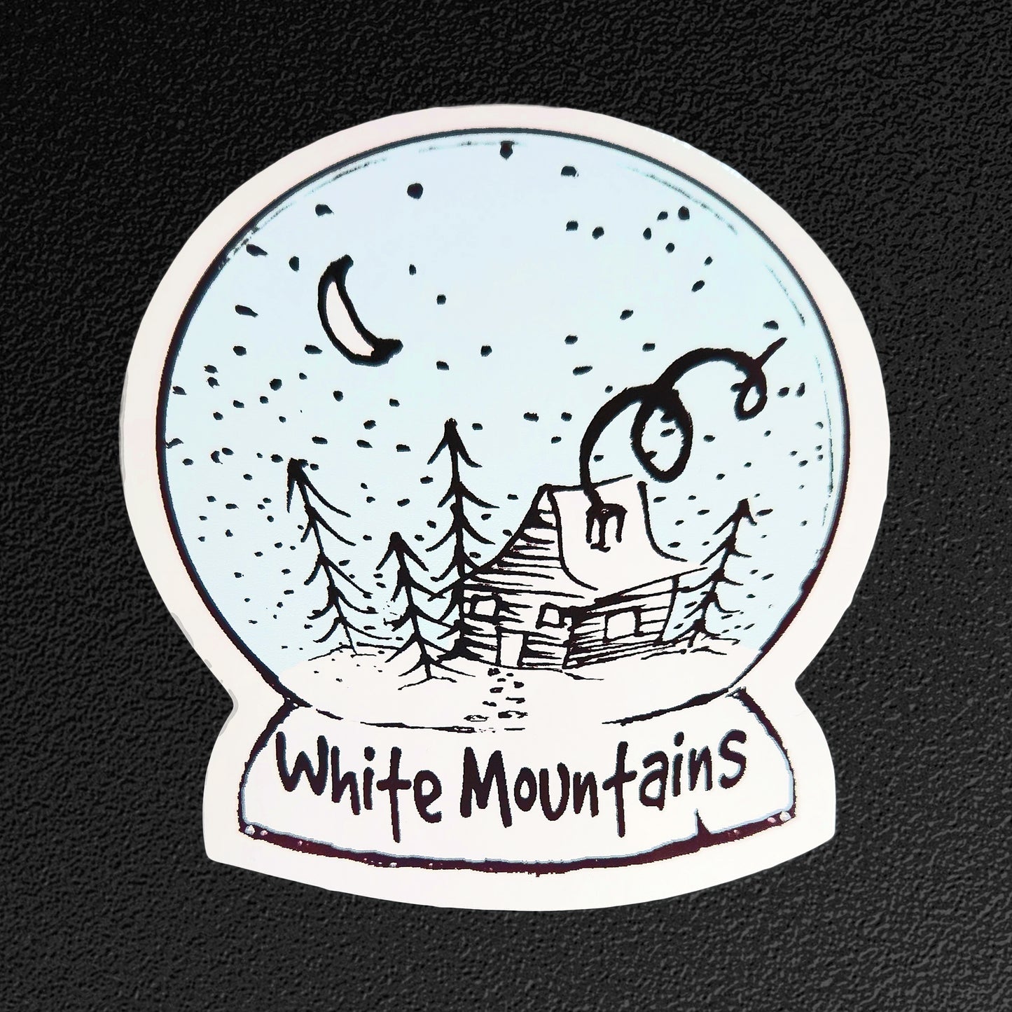 "White Mountains, AZ Cabin Snow Globe" Vinyl Sticker/Decal