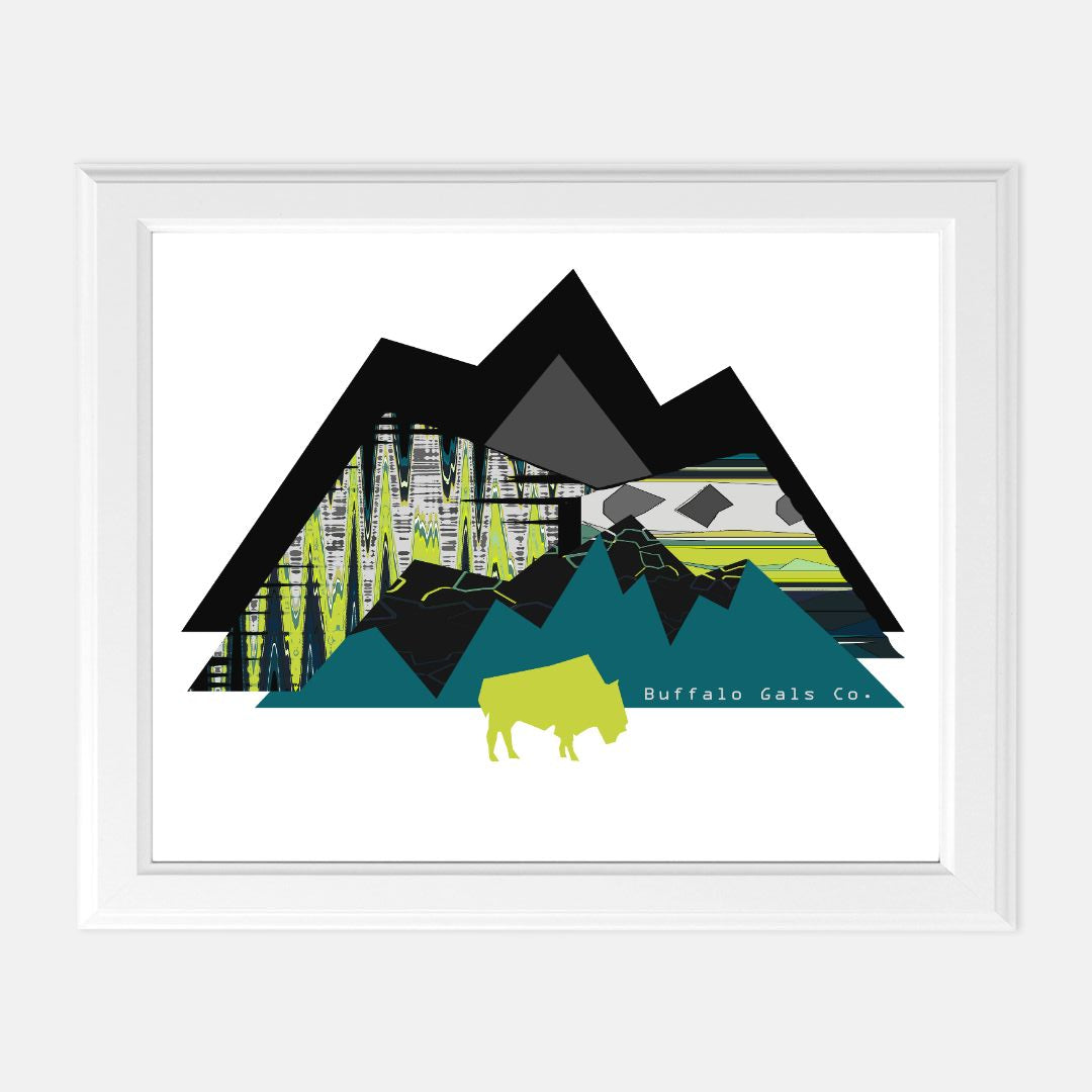Print (8" x10") - "Chartreuse Mountains and Bison"