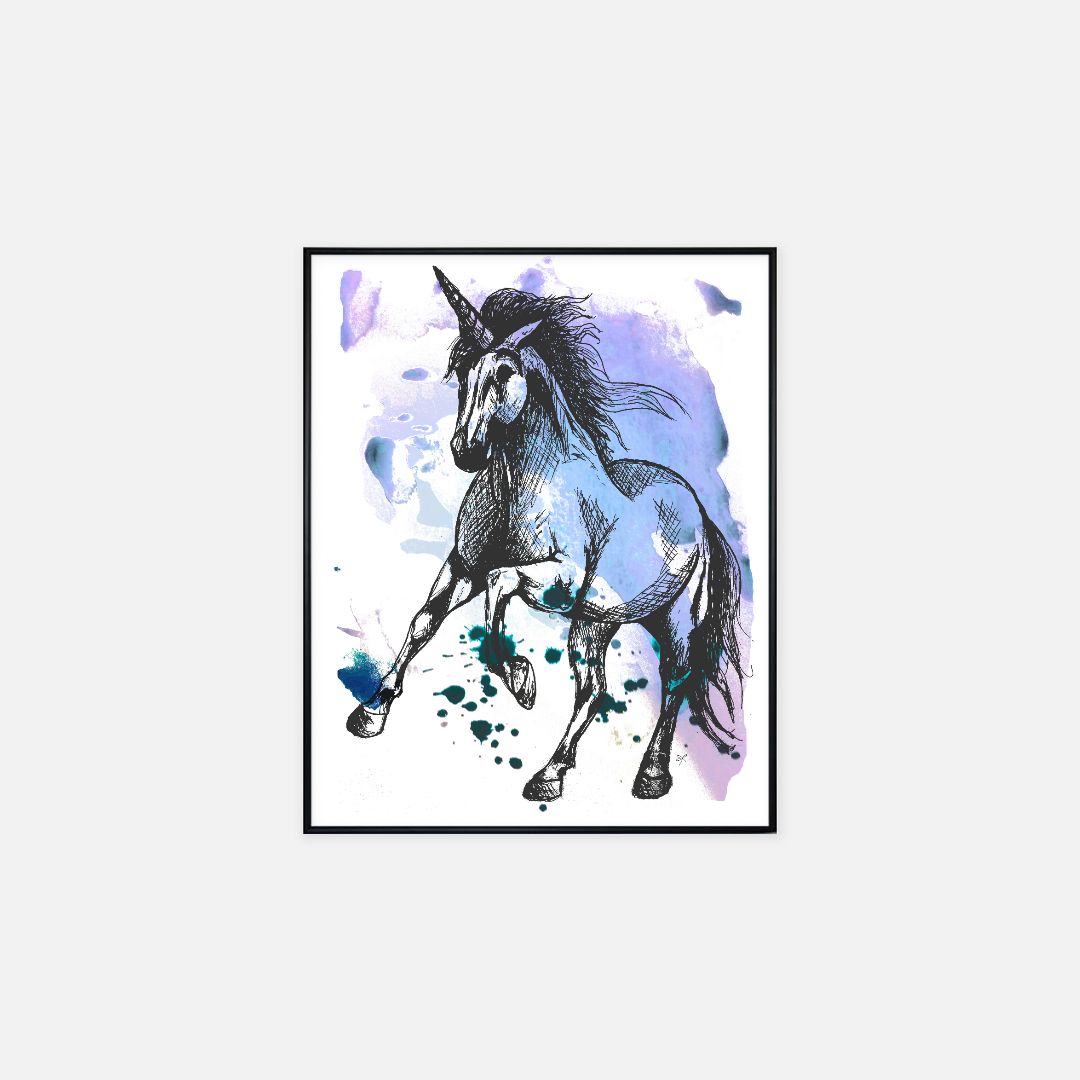 "Unicorn on Paint" - Print (16" x 20")