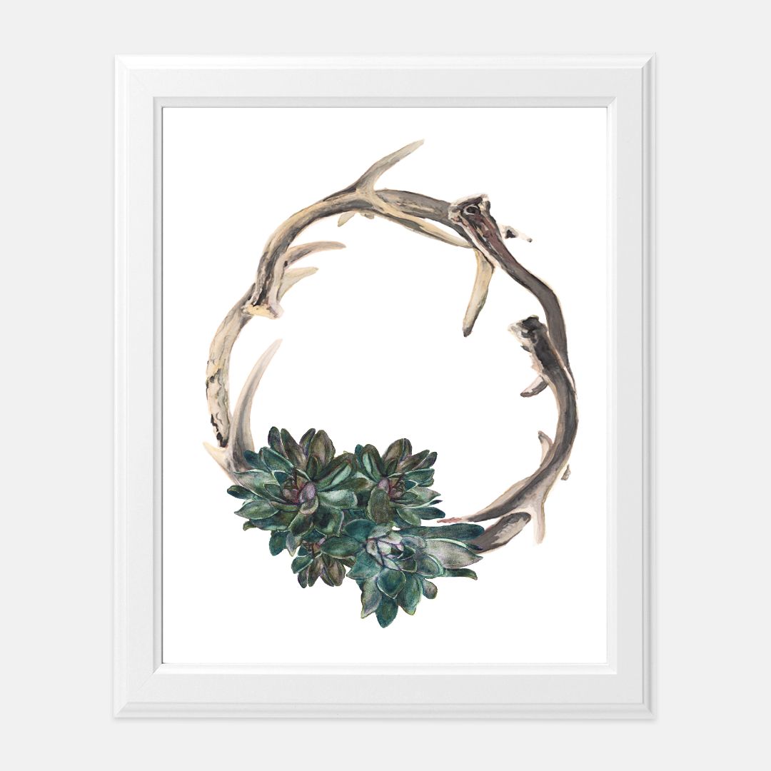 Print (8" x10") - "Antler Wreath"
