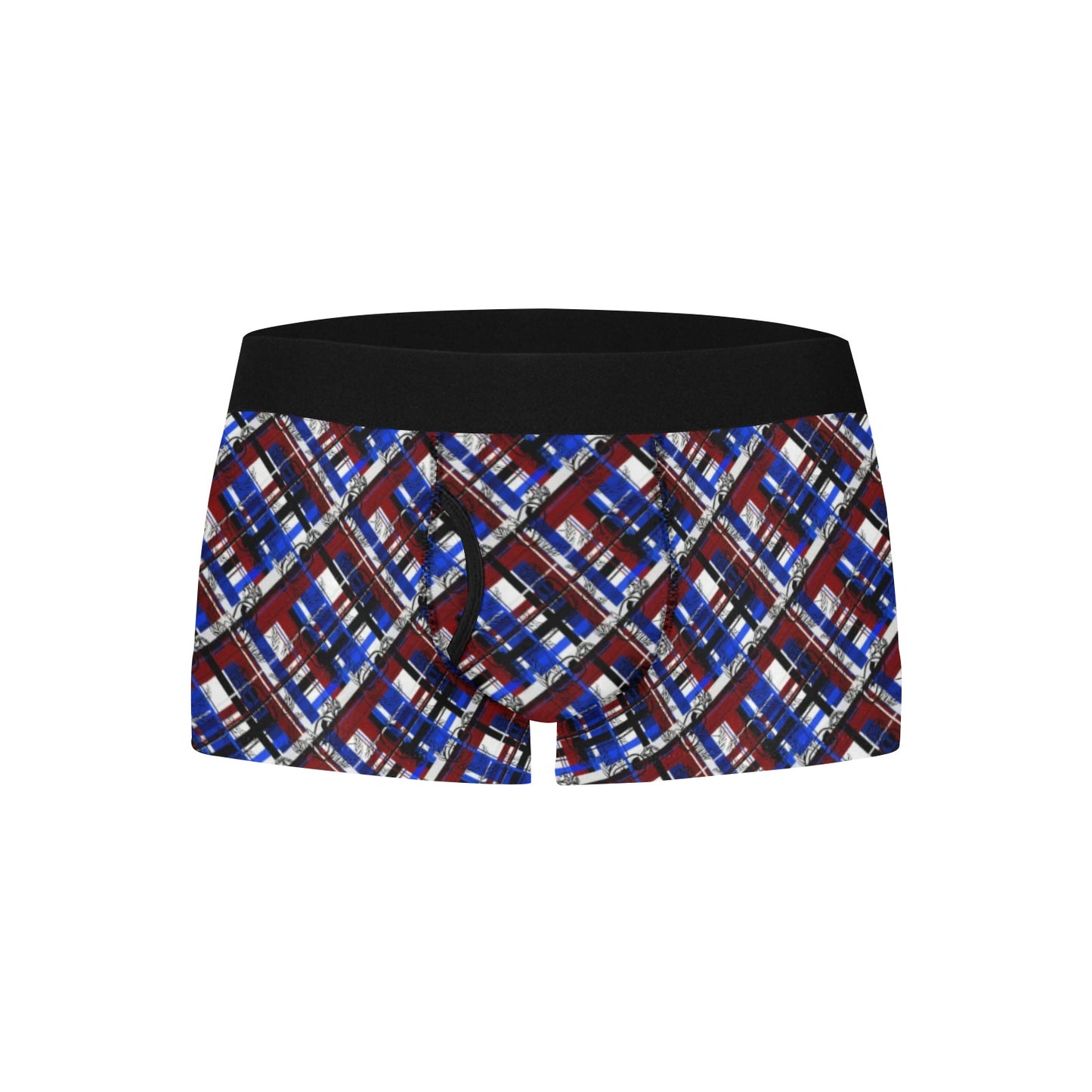 Men's Boxer Briefs with Fly - "EOD Plaid" (Red, White, and Blue)