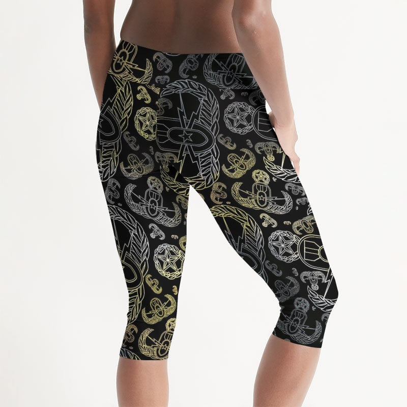Mid-Rise Yoga Capris - "EOD Mixed Badges" (Faded Yellow)