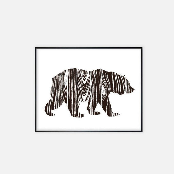 "Wood Grain Bear" (Brown) - Print (11" x 14")