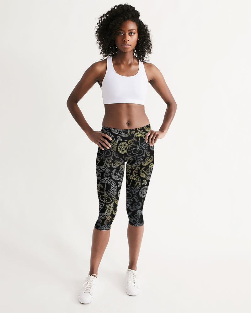 Mid-Rise Yoga Capris - "EOD Mixed Badges" (Faded Yellow)
