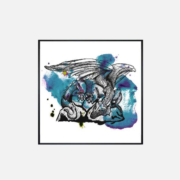 Print (12" x 12") - "Dragon on Paint"