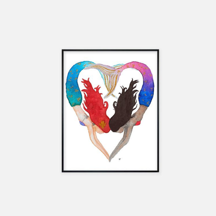 Print (11" x 14") - "I Heart Mermaids"