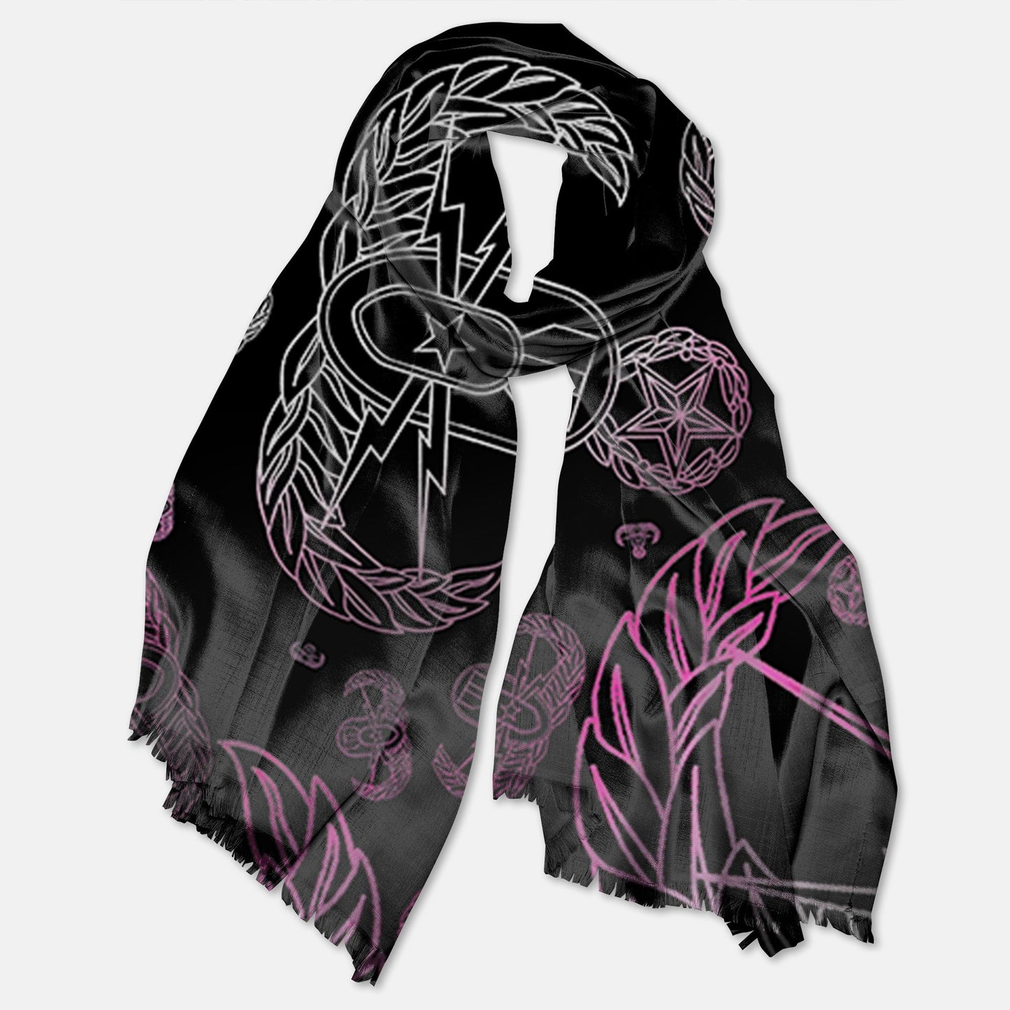 Print On Demand - Pashmina Scarf - "EOD Mixed Badges" (Faded Pink)