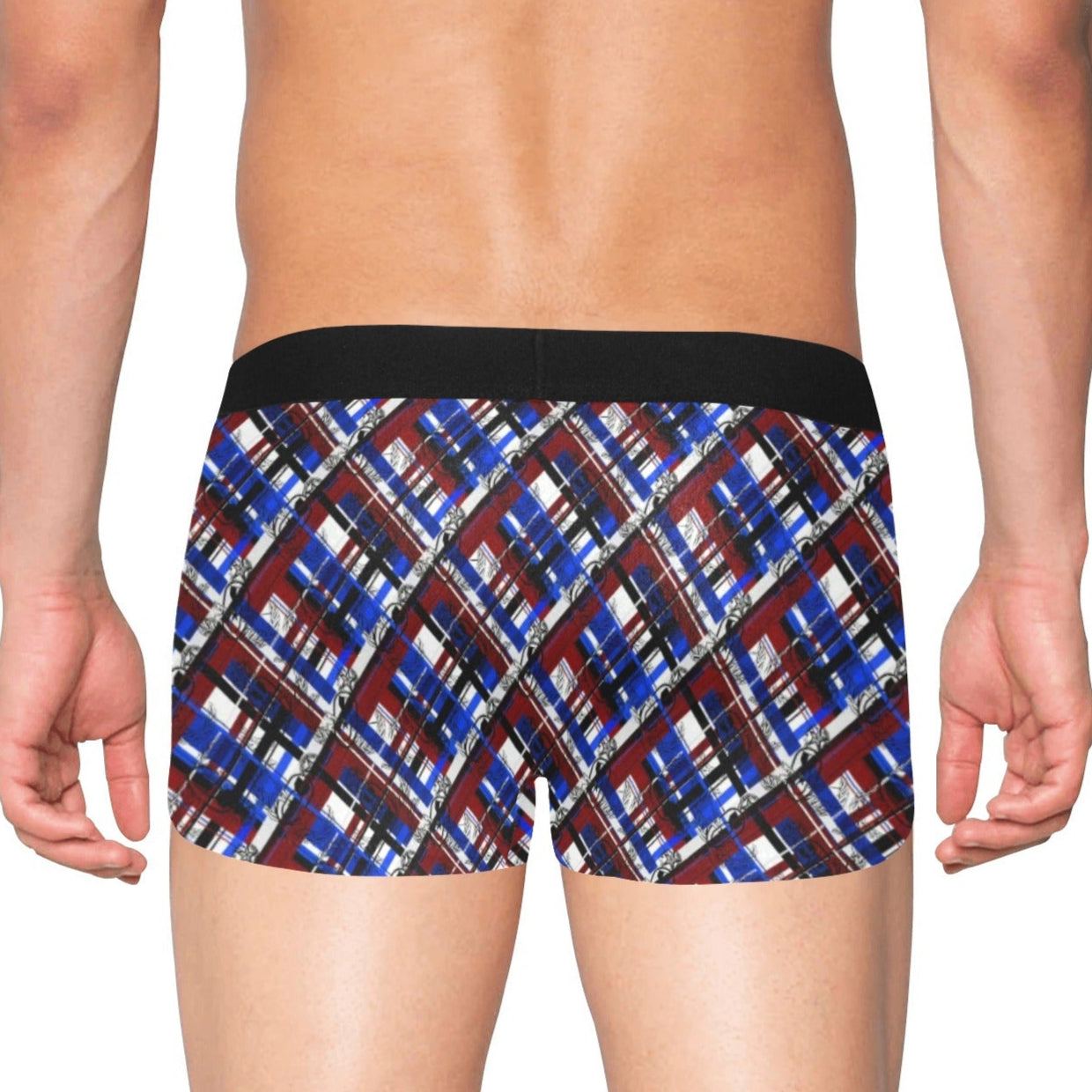 Men's Boxer Briefs with Fly - "EOD Plaid" (Red, White, and Blue)