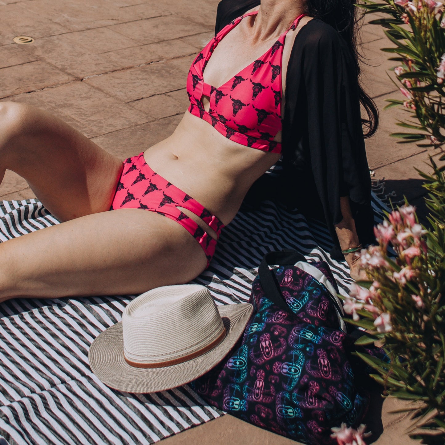 Women's Bikini - "Mandala Bison Skull" (Hot Pink)