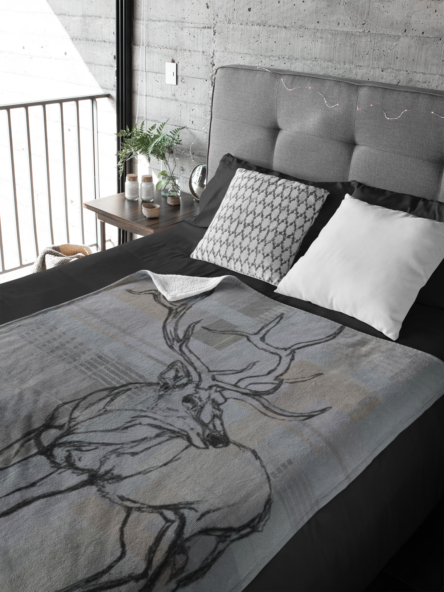 Pre-Order - Plush Throw Blanket - "Plaid Elk"