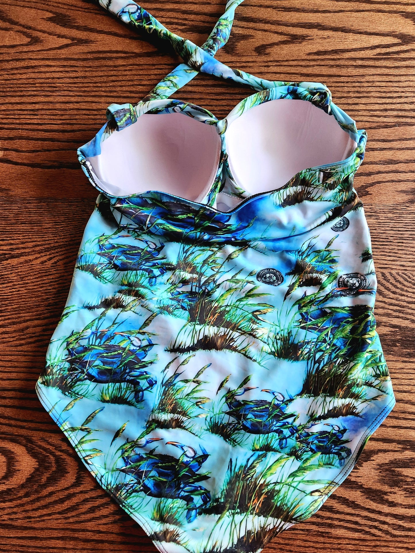 Women's Retro Halter One-Piece - "Crab Island Treasure"