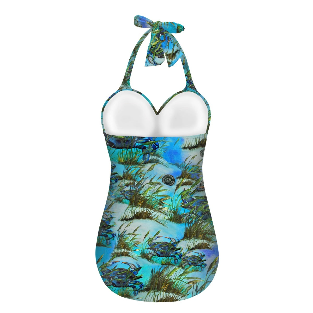 Women's Retro Halter One-Piece - "Crab Island Treasure"