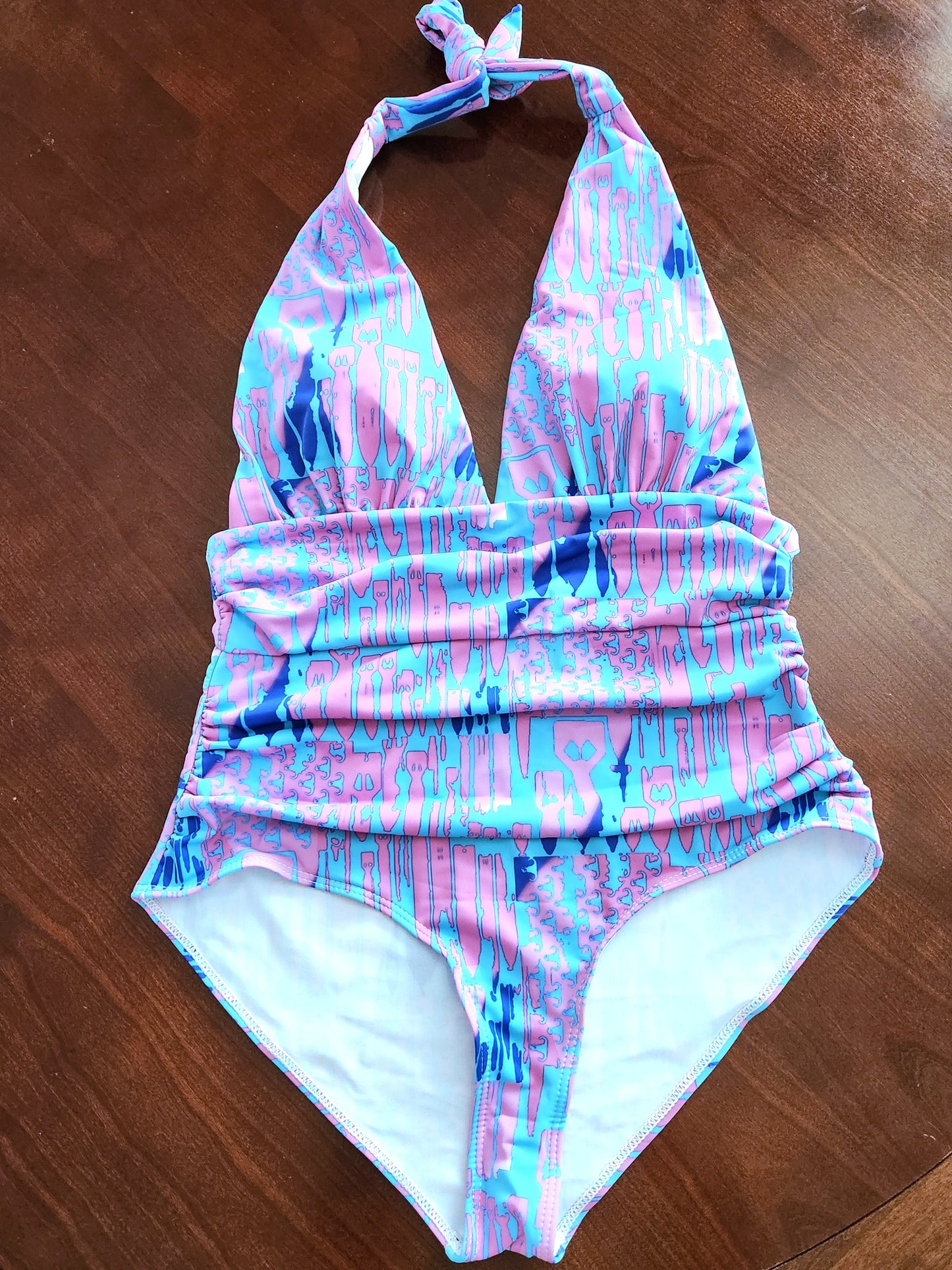 Women's Halter One-Piece - "EOD Bomb Flags" (Green/Blue/Purple)