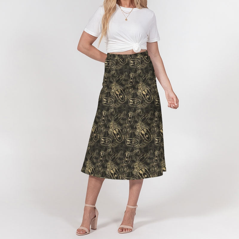 A-Line Midi Skirt - "It's 5 o'clock Somewhere" (Tan)