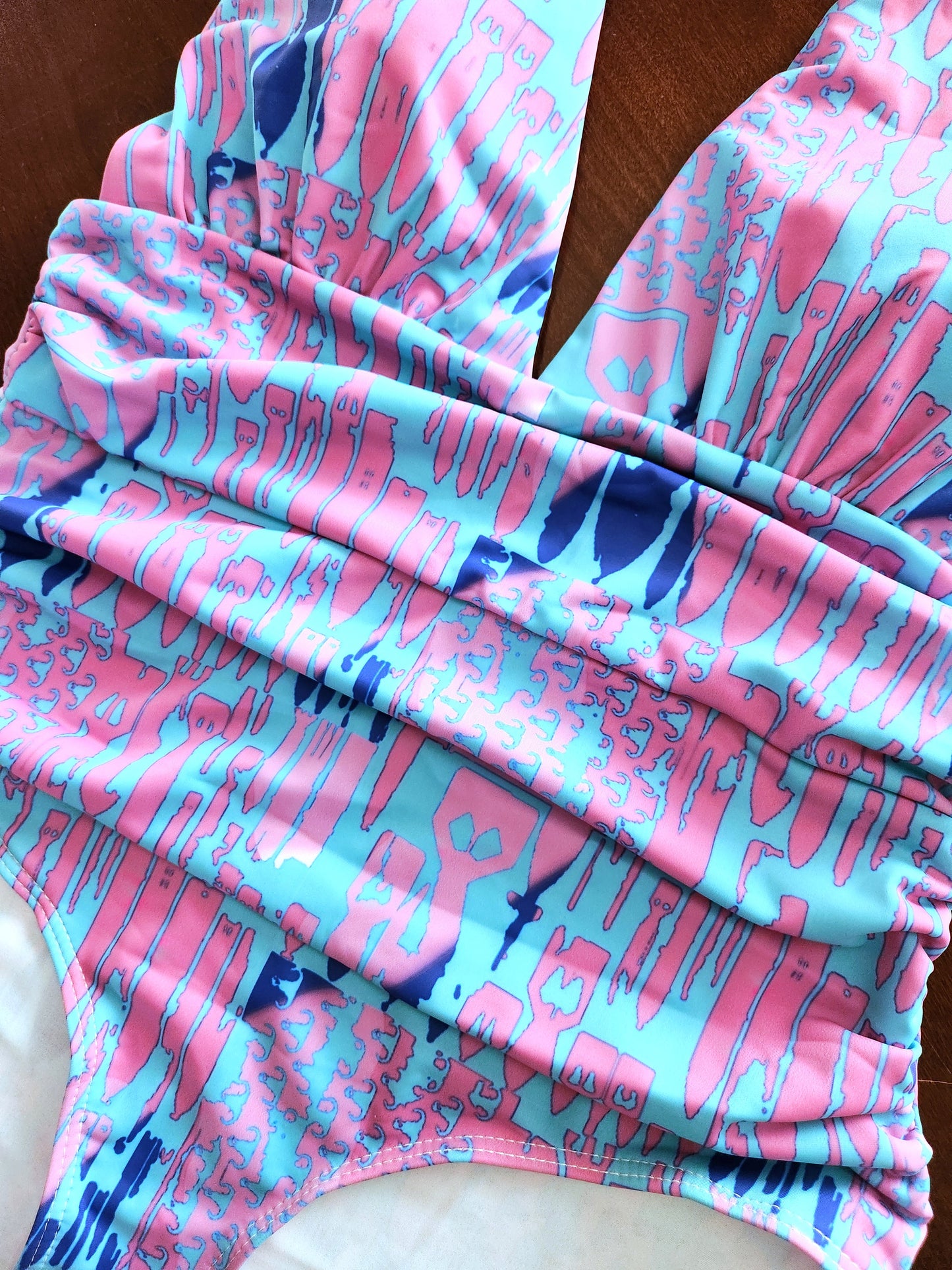 Women's Halter One-Piece - "EOD Bomb Flags" (Green/Blue/Purple)