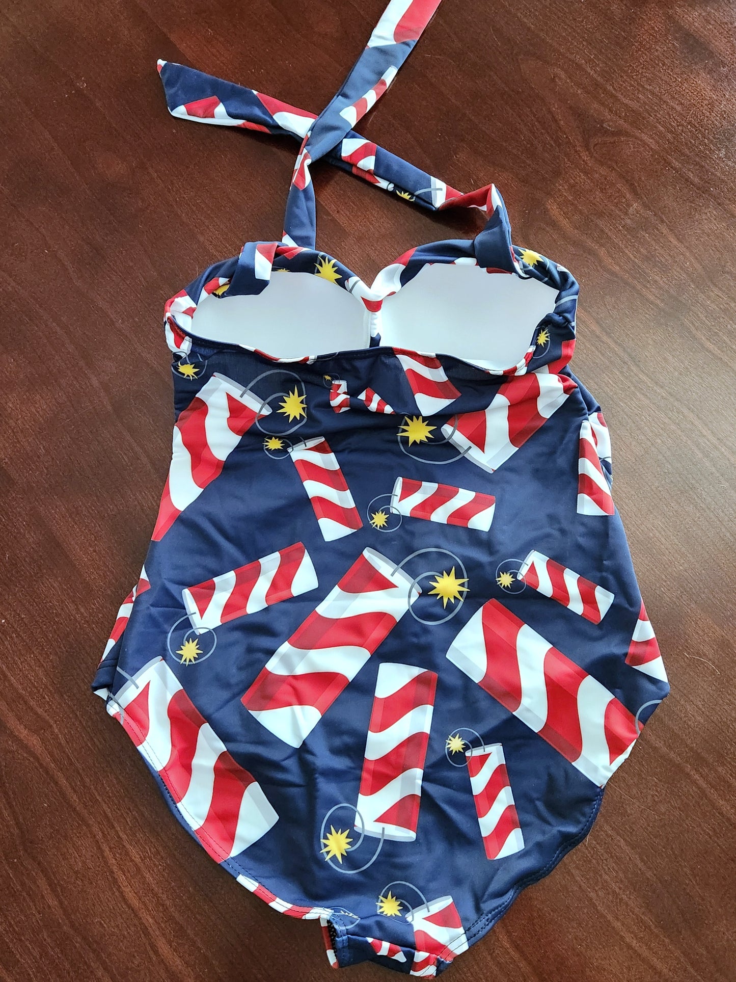 Women's Retro Halter One-Piece - "Fireworks"