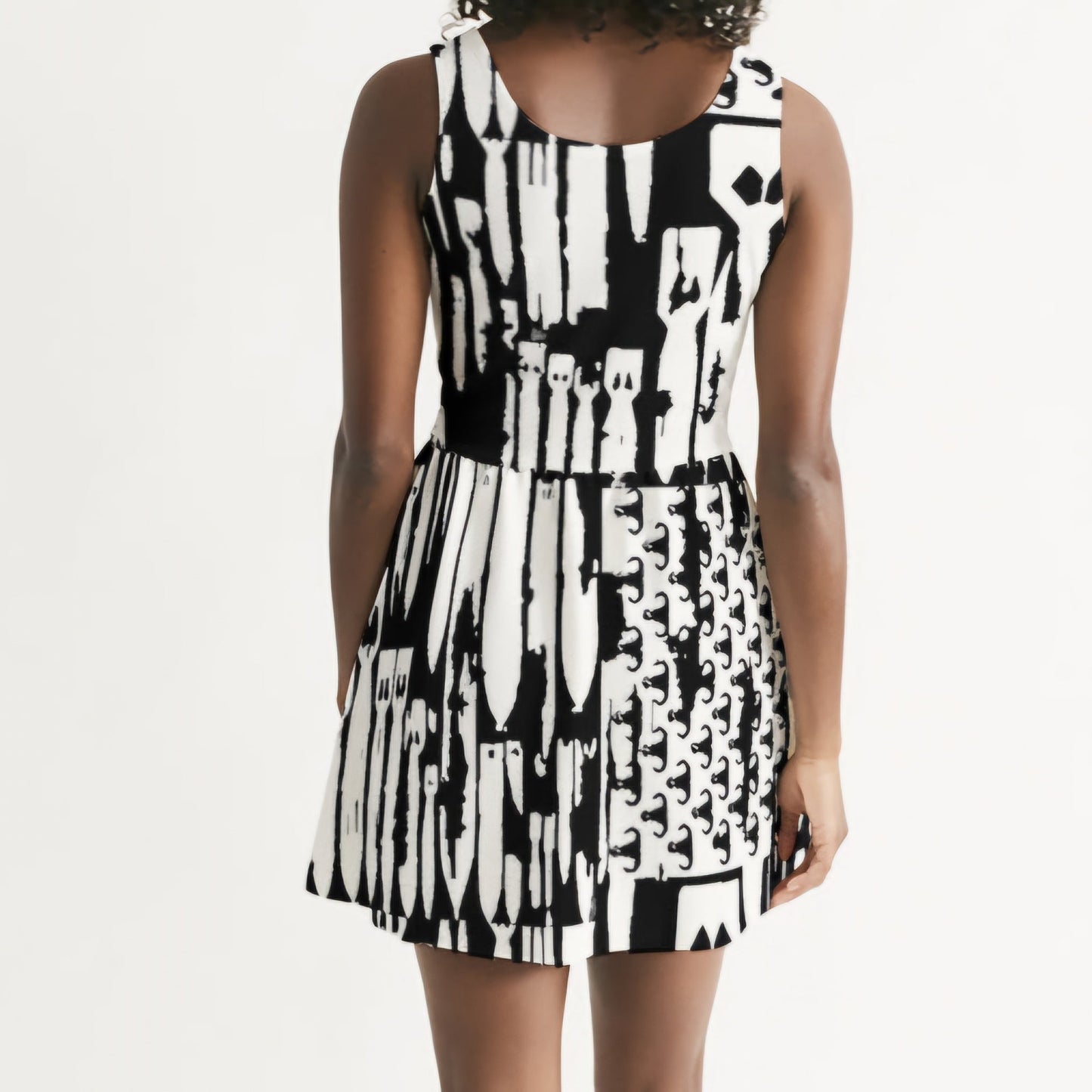 Scoop Neck Skater Dress - "EOD Bomb Flag" (White on Black)