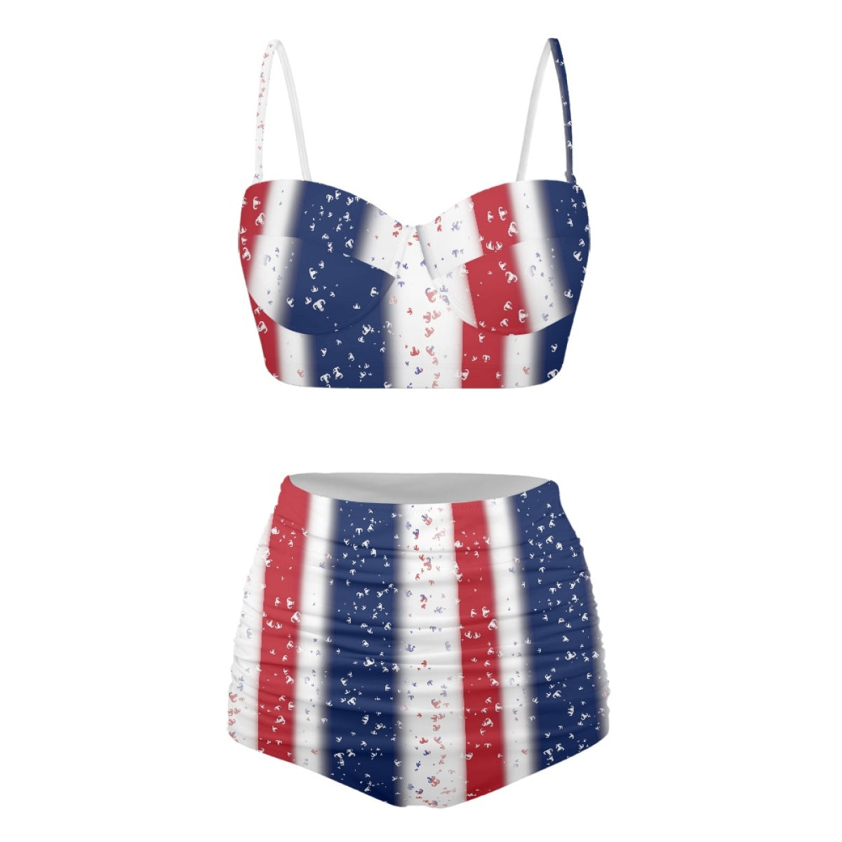 Women's Retro Two-Piece - "EOD Confetti & Stripes" (Red, White, & Blue)