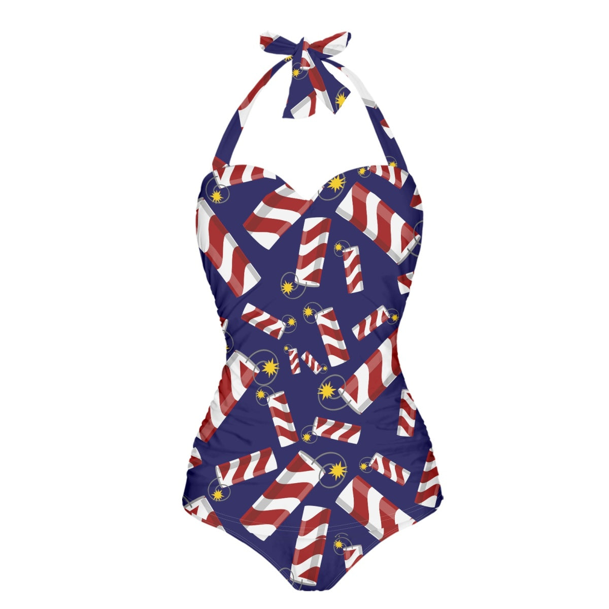 Women's Retro Halter One-Piece - "Fireworks"