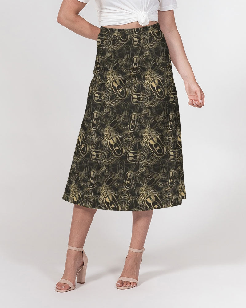 A-Line Midi Skirt - "It's 5 o'clock Somewhere" (Tan)