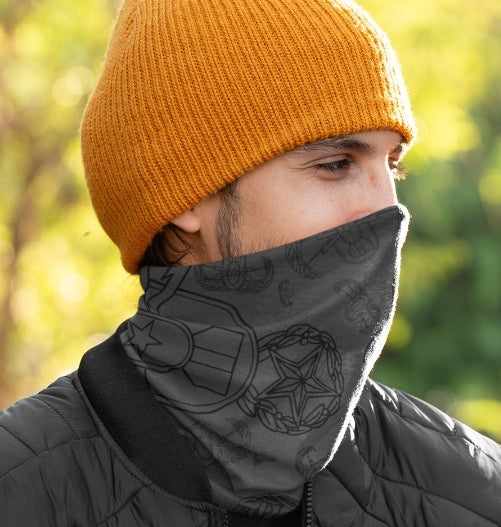 Gaiter - "EOD Mixed Badges" (Black on Grey)