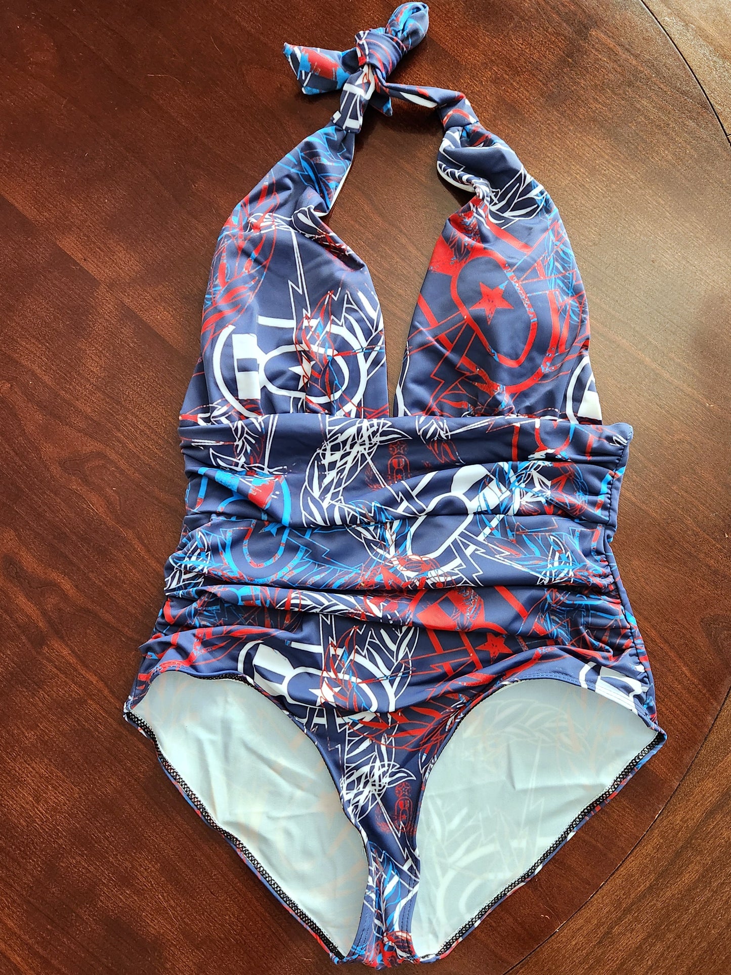 Women's Halter One-Piece - "It's 5 o'clock Somewhere" (Red, White, & Blues)