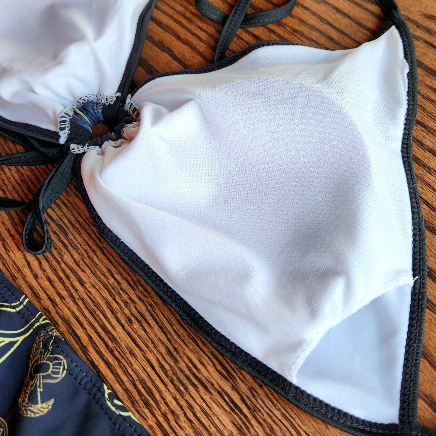 Women's Keyhole String Bikini - "EOD Mixed Badges" (Faded Yellow)