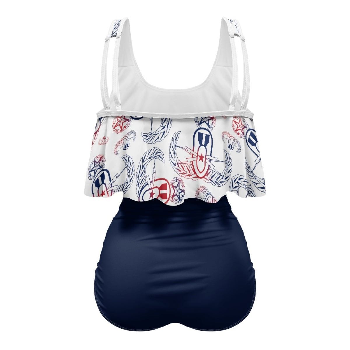 Women's Flowy Tankini - "EOD Badges X 3" (Red, White, & Blue)