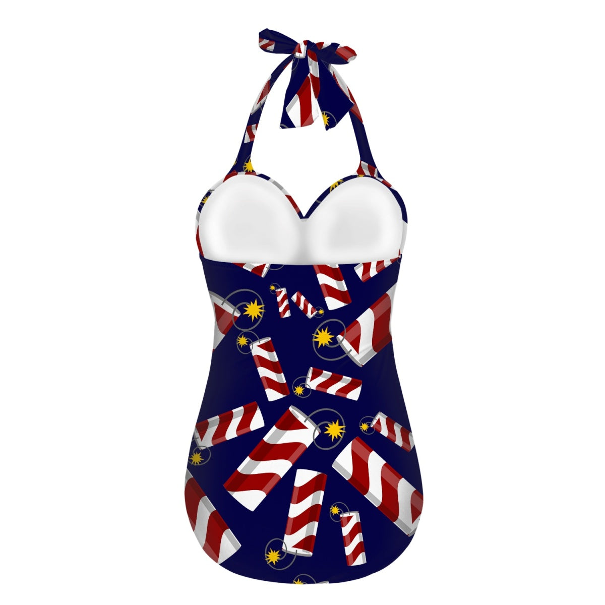 Women's Retro Halter One-Piece - "Fireworks"