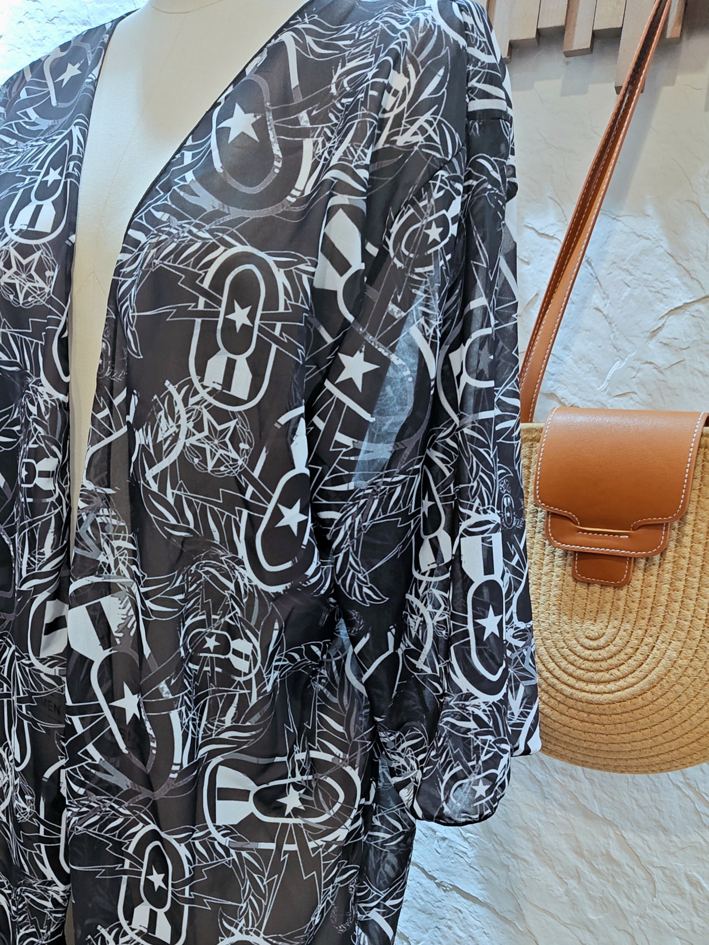 Women's Kimono - "It's 5 o'clock Somewhere" (White on Black)