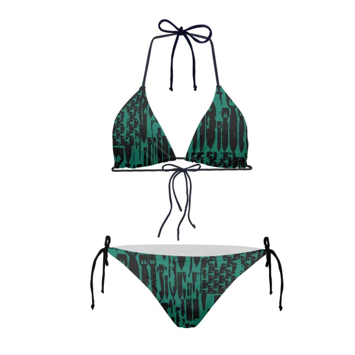 Women's String Bikini Style 2 - "EOD Bomb Flag" (Black on Green)