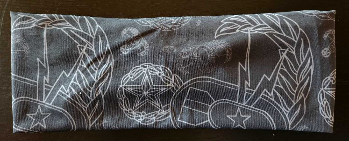 Headband - "EOD Mixed Badges" (Grey on Black)