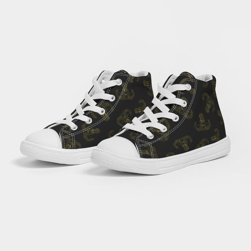 Kids' High Top Shoes - "EOD Badges" (OD Green on Black) Size 1