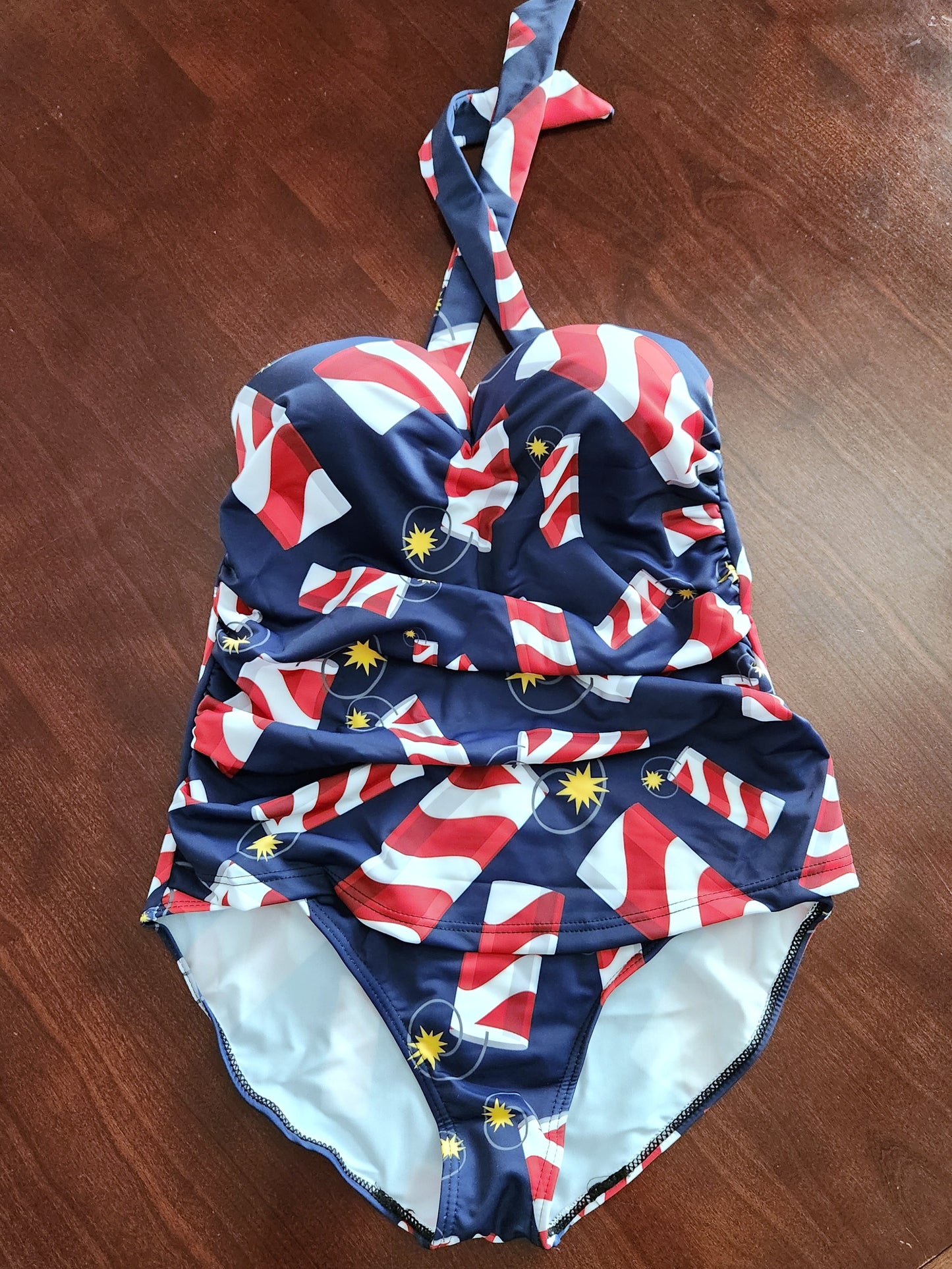 Women's Retro Halter One-Piece - "Fireworks"