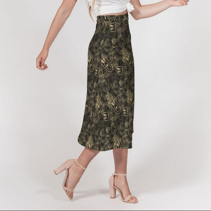 A-Line Midi Skirt - "It's 5 o'clock Somewhere" (Tan)
