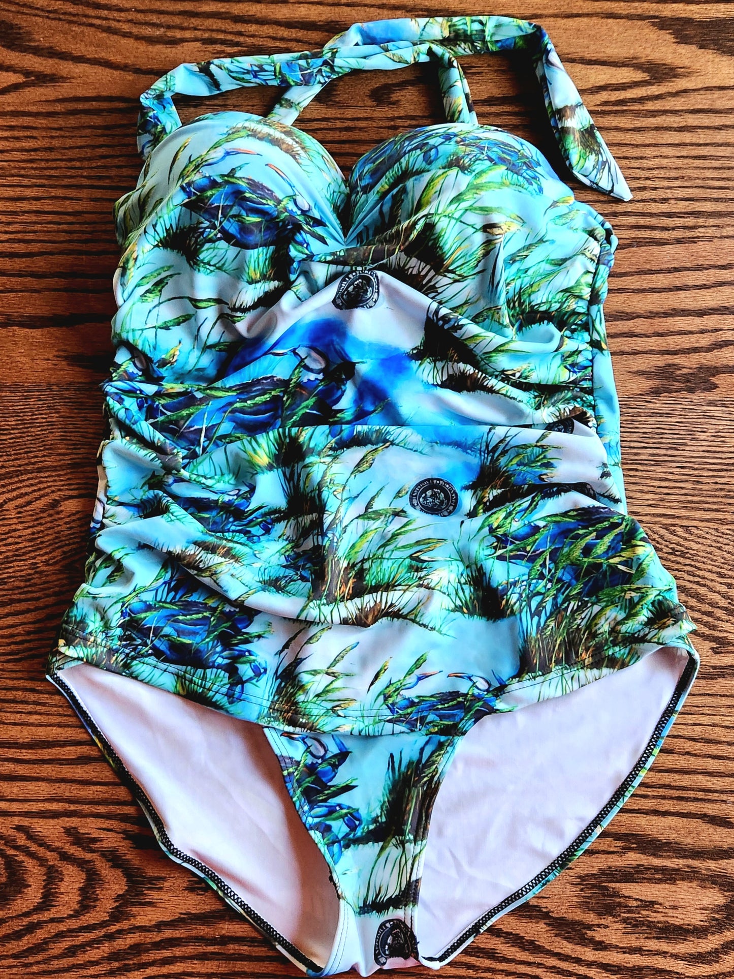 Women's Retro Halter One-Piece - "Crab Island Treasure"