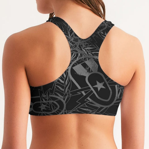 Sports Bra - "It's 5 o'clock Somewhere" (Grey on Black)