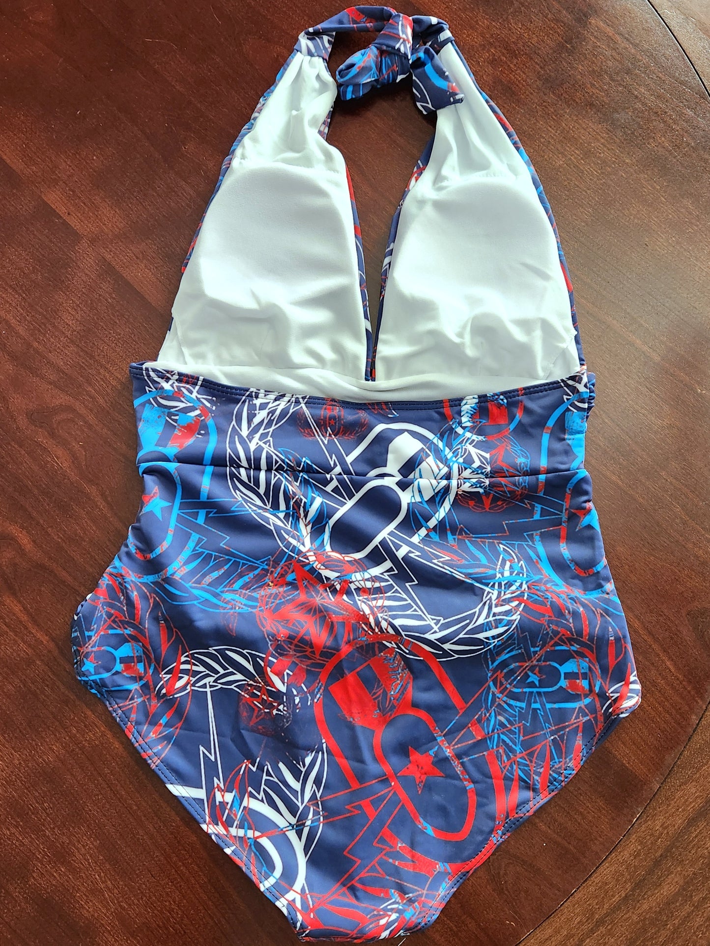 Women's Halter One-Piece - "It's 5 o'clock Somewhere" (Red, White, & Blues)