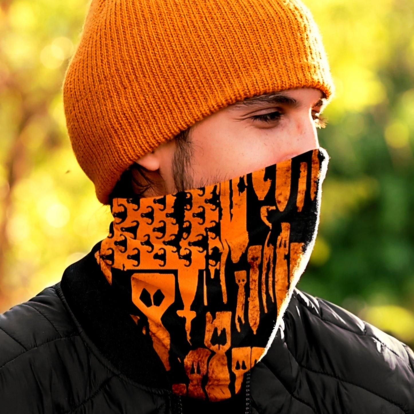 Gaiter - "EOD Bomb Flag" (Orange on Black)