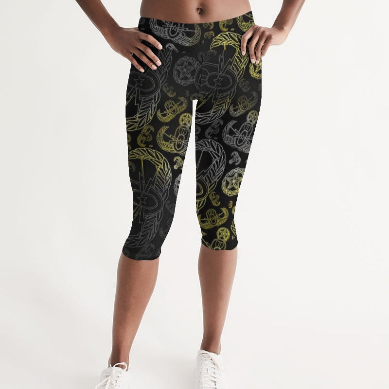 Mid-Rise Yoga Capris - "EOD Mixed Badges" (Faded Yellow)