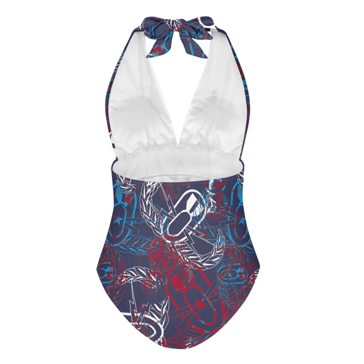 Women's Halter One-Piece - "It's 5 o'clock Somewhere" (Red, White, & Blues)