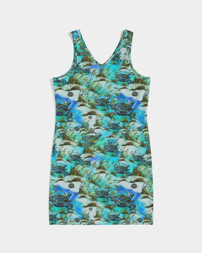 Dress (Rib Knit V Neck) - "Crab Island Treasure"