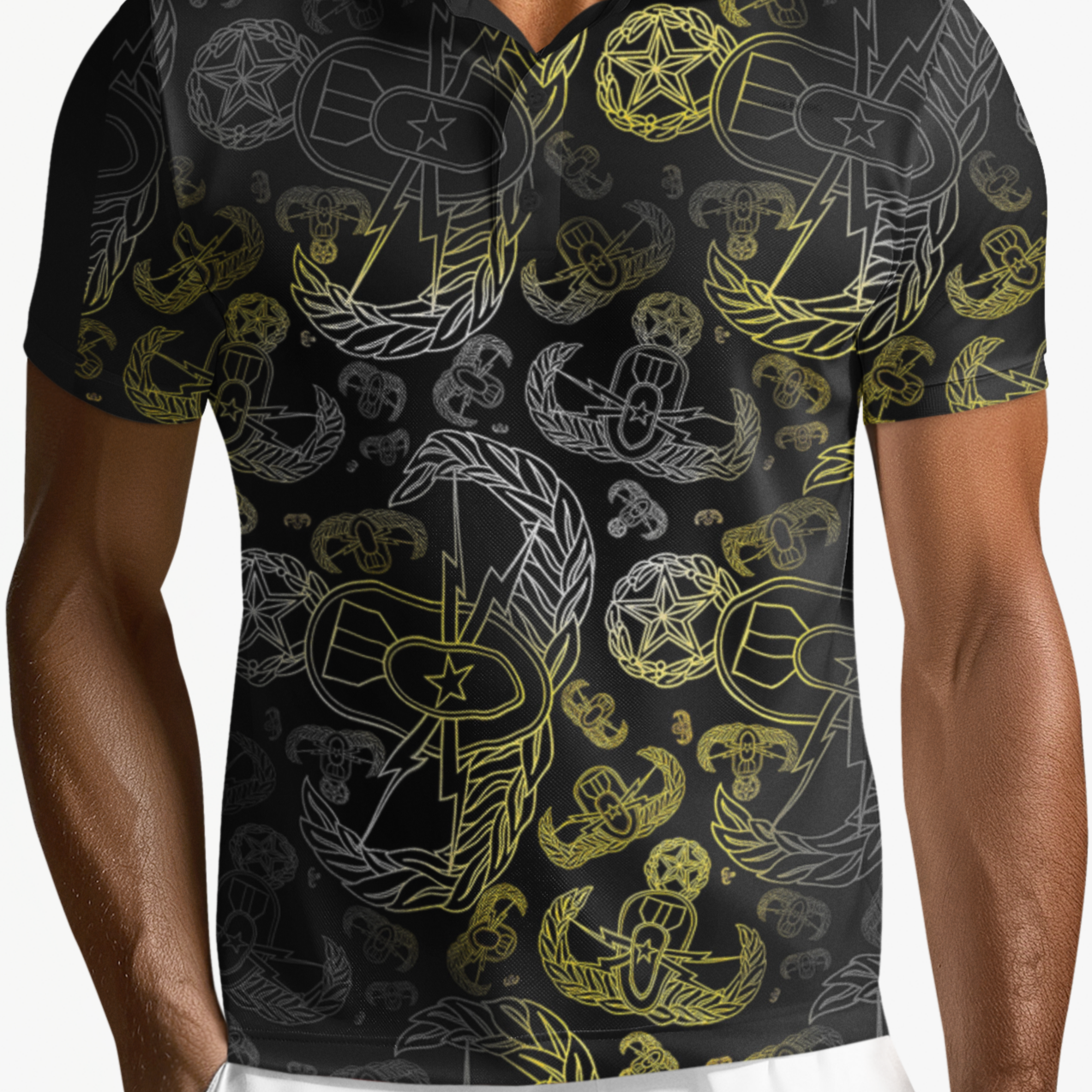 Polo Shirt - "EOD Mixed Badges" (Faded Yellow)