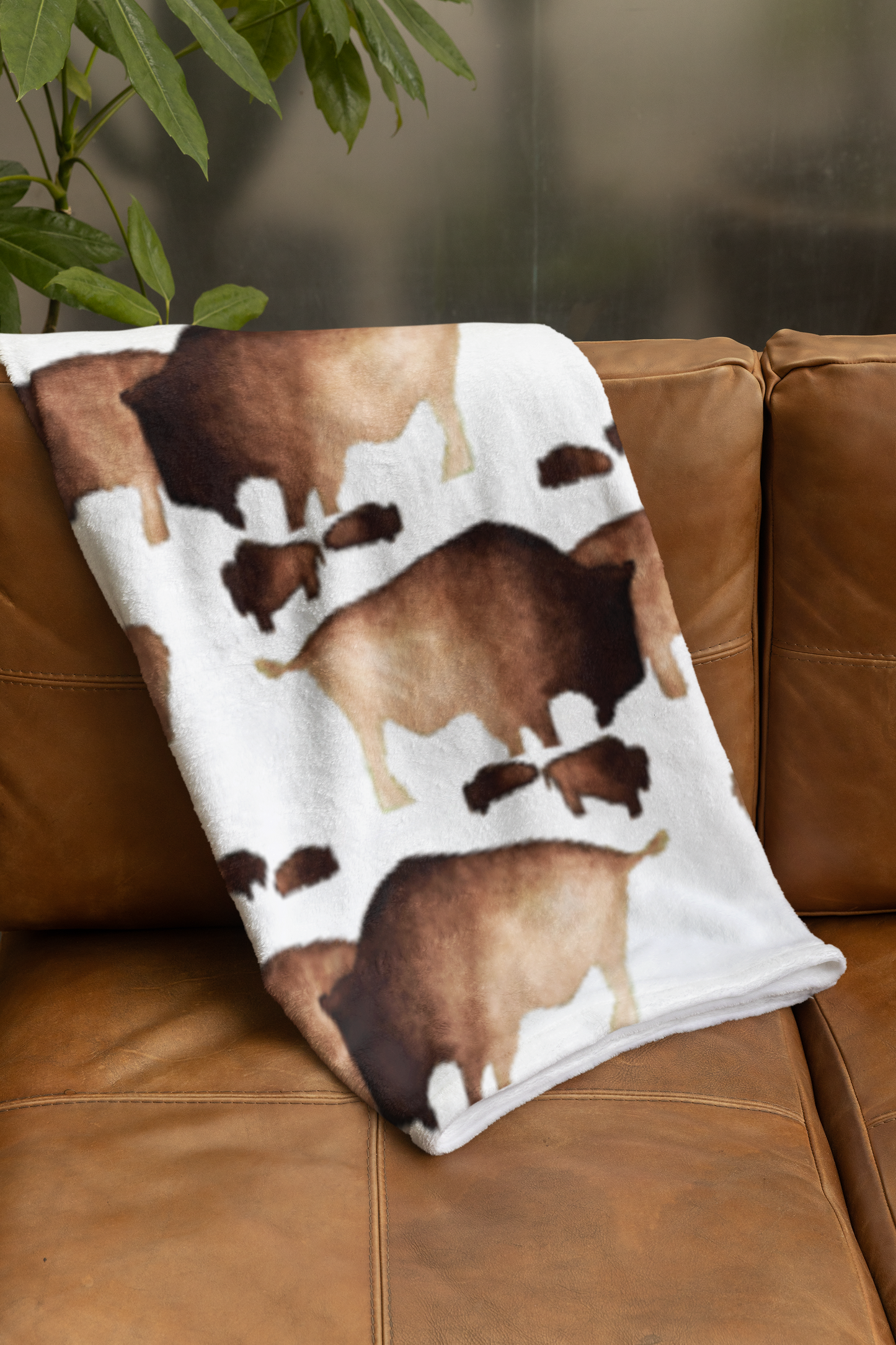 Plush Throw Blanket - "Bison Herd"